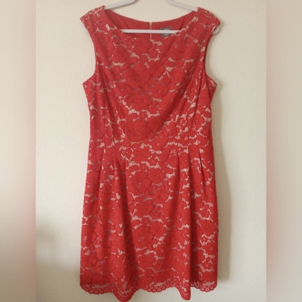 Vince Camuto Red Lace Midi Dress